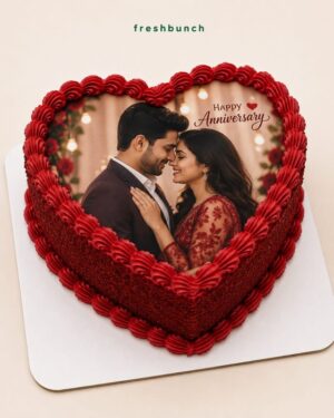 Romantic Heart Red Velvet Photo Cake