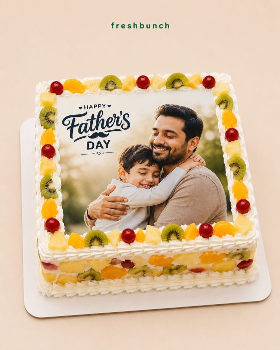 Happy Father's Day Fresh Fruit Photo Cake