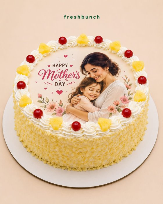 Happy Mother's Day White Forest Photo Cake