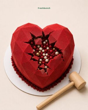Royal Red Velvet Heart Pinata Cake