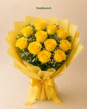 Golden Bright Yellow Roses Bouquet