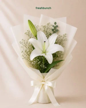 Pure Serenity White Asiatic Lilies Bouquet