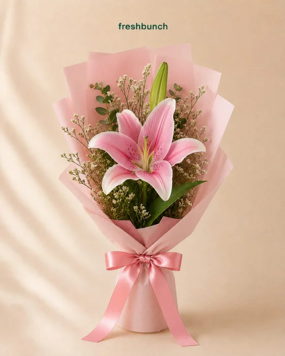 Blush Elegance Pink Oriental Lilies Bouquet
