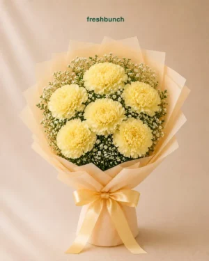 Sunshine Joy Yellow Carnations Bouquet