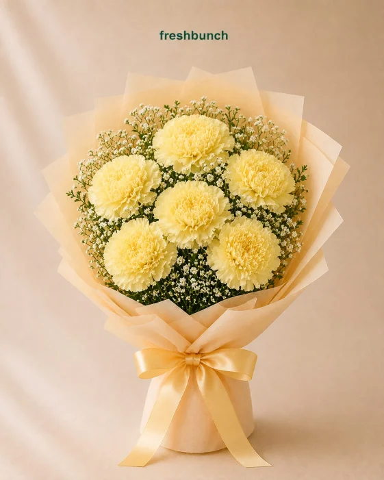 Sunshine Joy Yellow Carnations Bouquet
