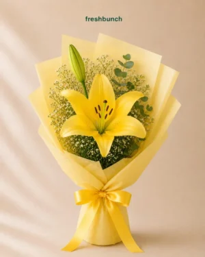 Golden Ray Yellow Asiatic Lilies Bouquet