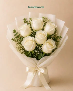 Classic 6 White Roses Pure Love Bouquet