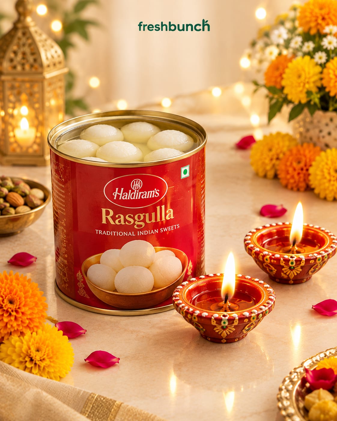 Sweet Rasgulla & Terracotta Diyas Diwali Pack