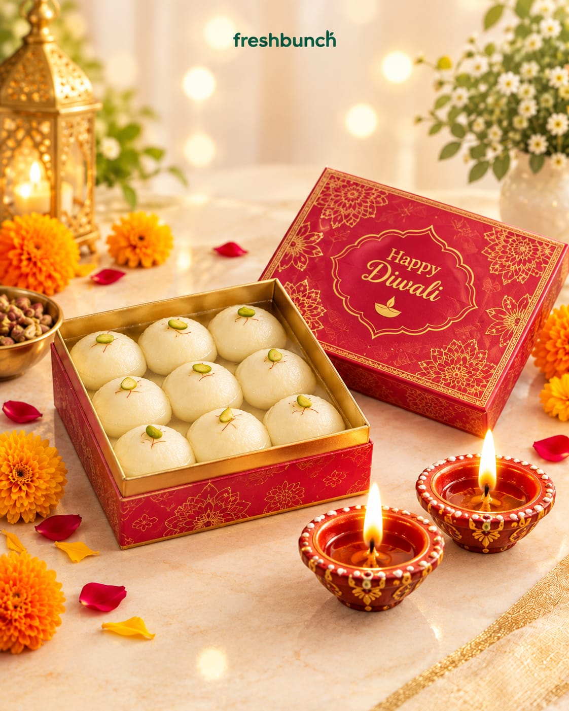 Traditional Malai Peda & Diya Diwali Box