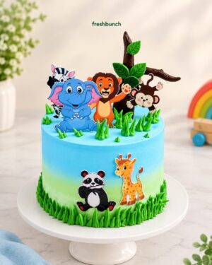 Jungle Safari Animals Kids Theme Cake