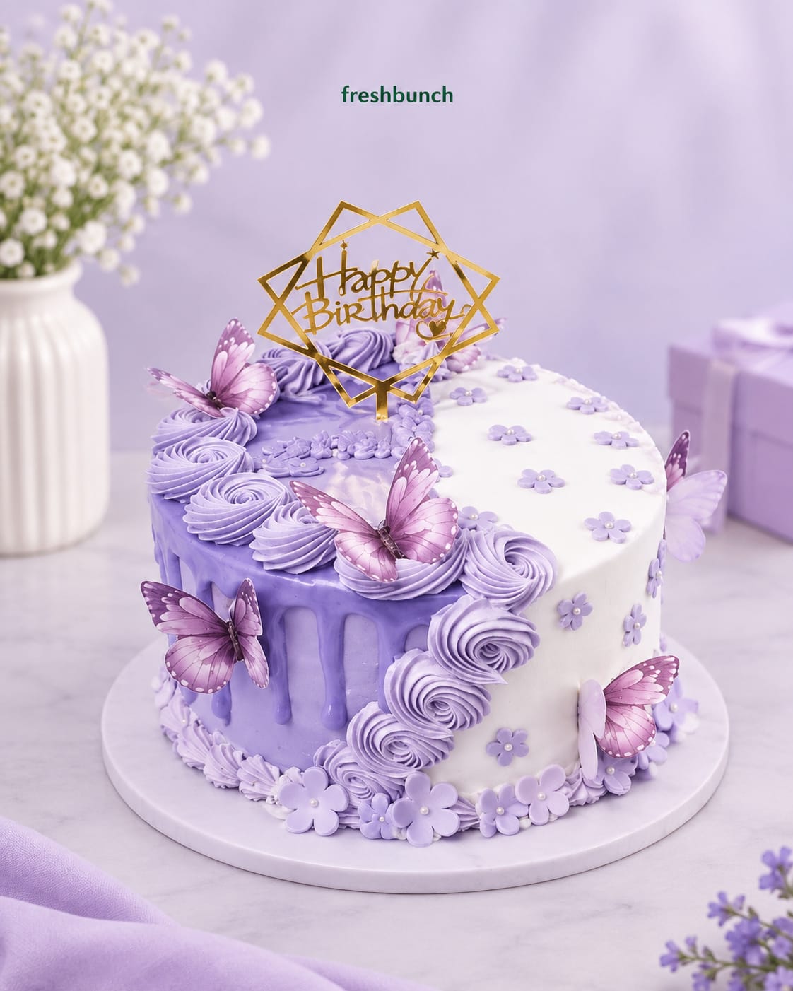 Lavender Floral Elegance Designer Cake