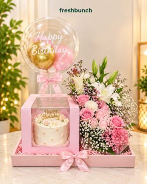Bobo Balloon Royal Floral Cake Hamper