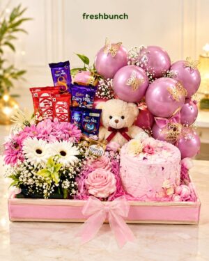 Strawberry Teddy & Chocolate Balloon Hamper