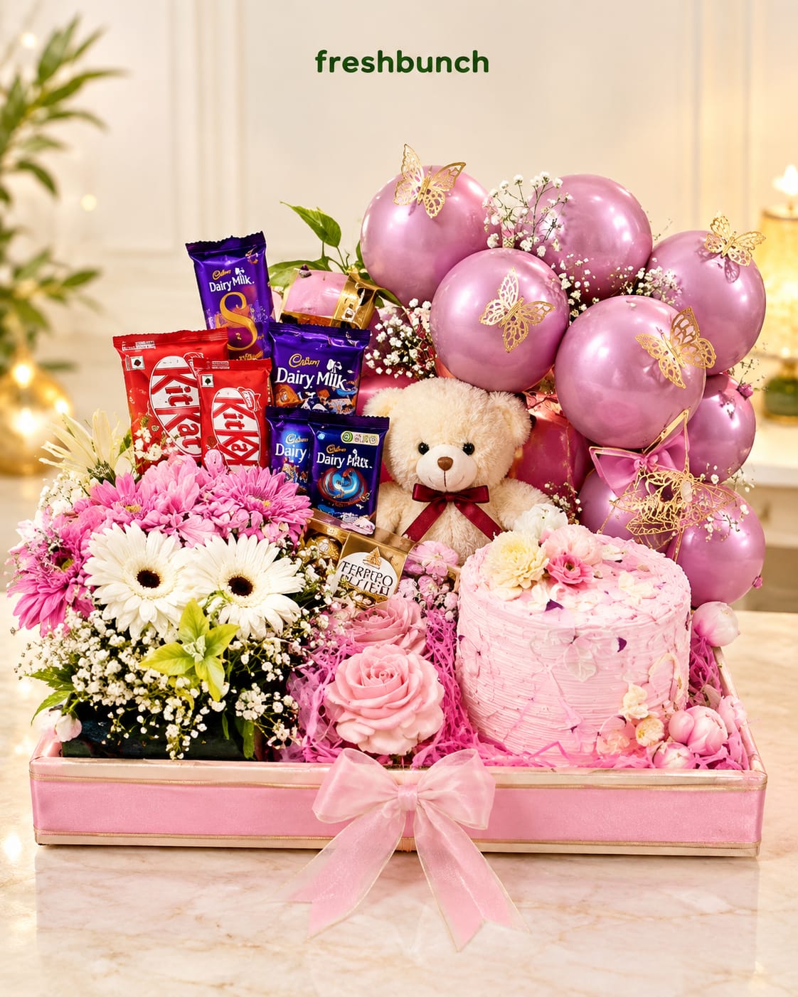 Strawberry Teddy & Chocolate Balloon Hamper