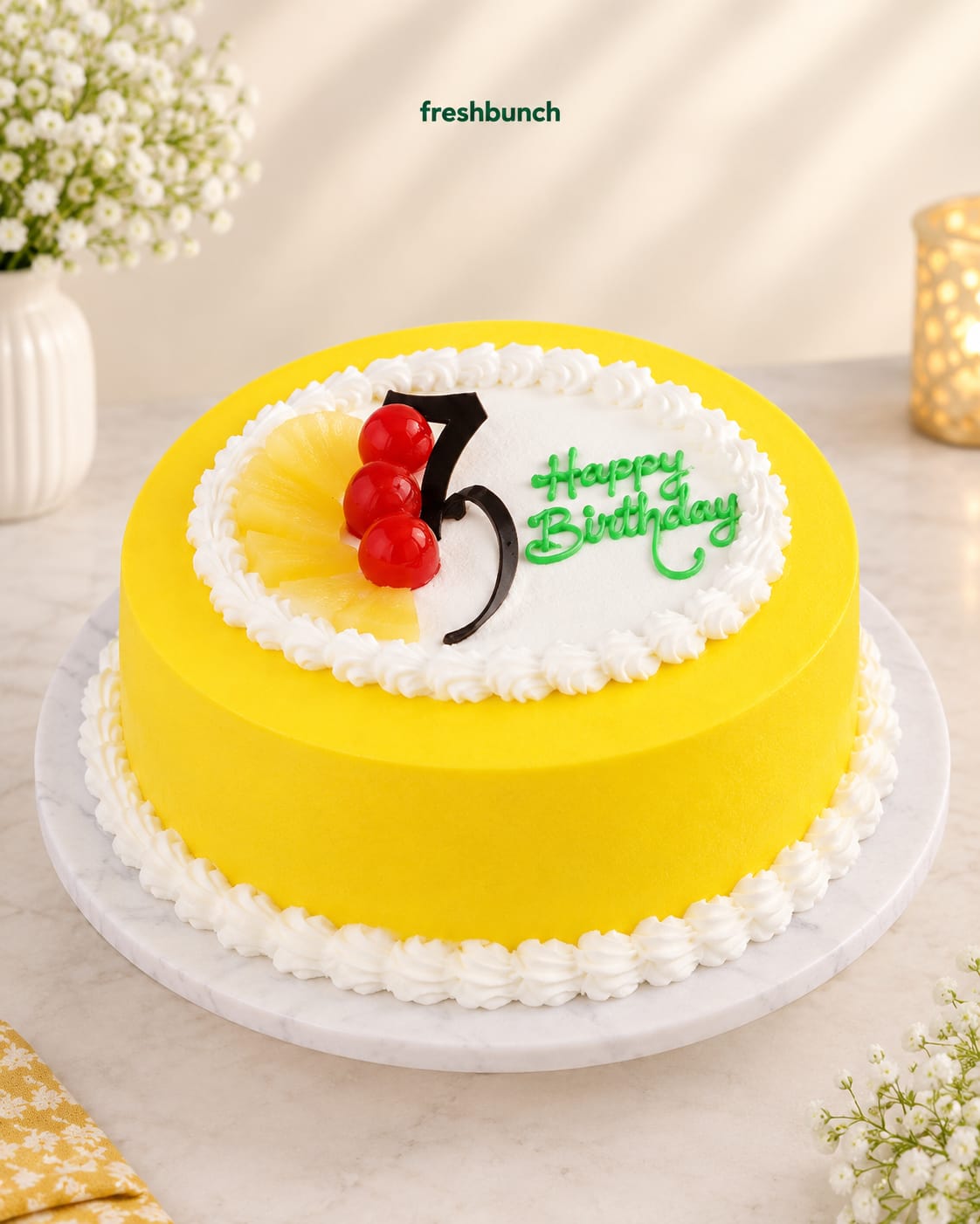 Golden Yellow Round Pineapple Cake