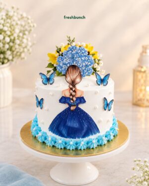 Royal Blue Gown Princess Kids Cake