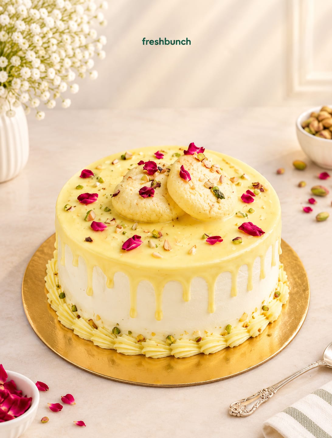 Royal Saffron Rose Rasmalai Cake