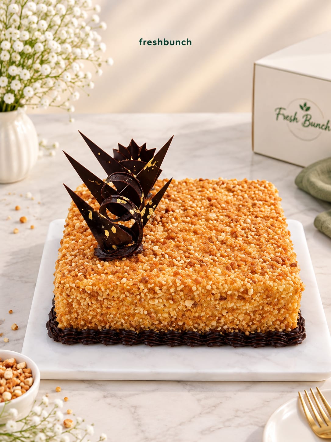 Choco Praline Butterscotch Square Cake