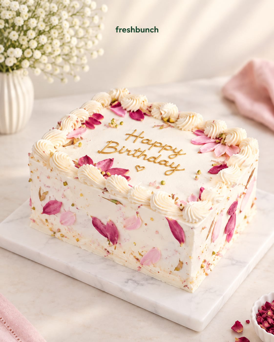 Square Floral Pineapple Cake